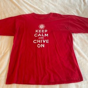 Red “Keep calm and chive on” t-shirt size XL